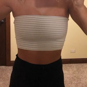 Striped Tube Top With Lace Up Back